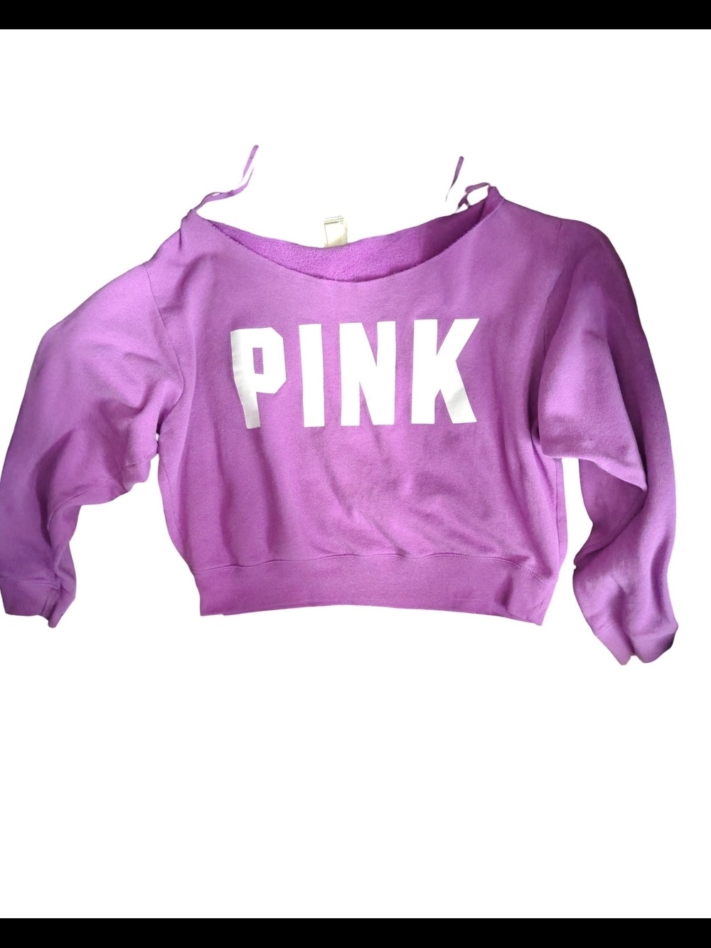 PINK Victoria's Secret Purple Cropped Off-Shoulder Sweatshirt Size XXL
